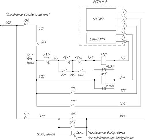 Цепи питания ПСН - 200 и электродвигателей вспомогательных машин - student2.ru