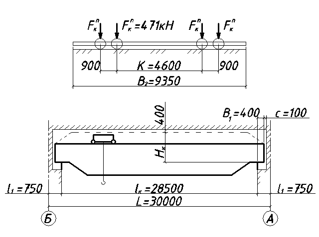 Нагрузки от мостовых кранов. Рисунок. 8. Геометрические характеристики мостового крана - student2.ru