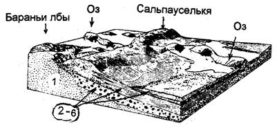 Веера разноса валунов; 2 - граница оледенения - student2.ru