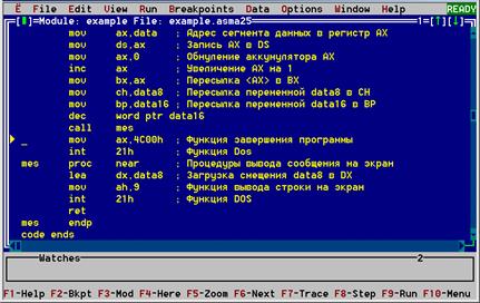 Assume CS:code, DS:data, SS:stk. ; Простая программа на ассемблере - student2.ru