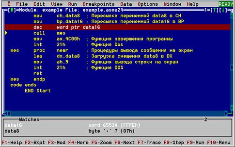 Assume CS:code, DS:data, SS:stk. ; Простая программа на ассемблере - student2.ru