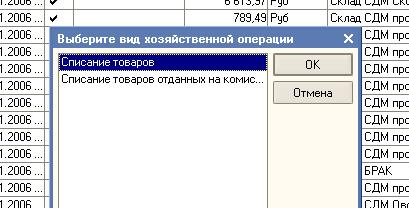 Формирование документа Списание товара - student2.ru