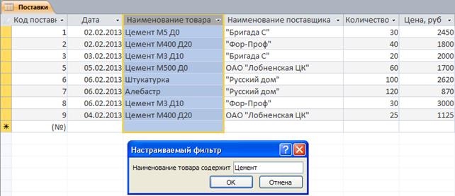 Ход выполнения задания 1. I. Удаление из таблицы «Поставки» определенной записи - student2.ru