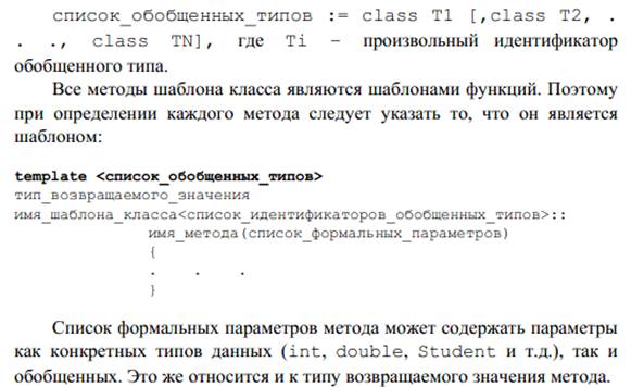 Краткие сведения из теории. Овладеть практическими навыками использования шаблонов классов - student2.ru
