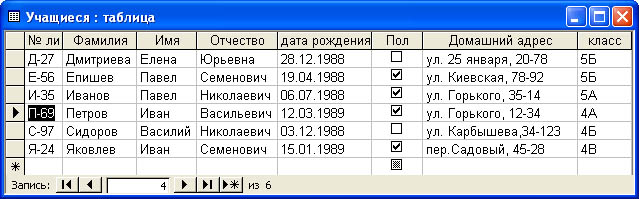 Петров; Иван; Васильевич; 12.03.89; ул. Горького, 12-34; 4А - student2.ru