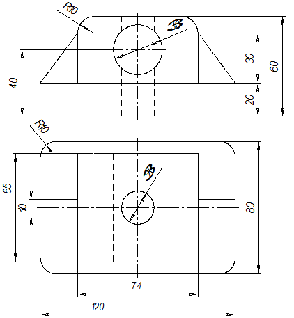 Построение чертежа детали по заданным размерам. - student2.ru