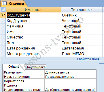 Создание базы данных (таблиц и связей между ними) в Access 2007 - student2.ru