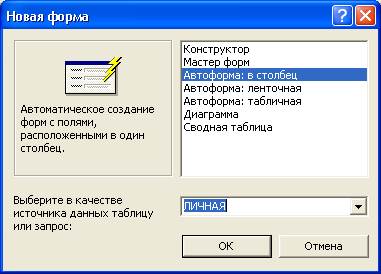 создание форм средствами ms access - student2.ru