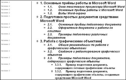 Создание структуры документа средствами MS Word». - student2.ru