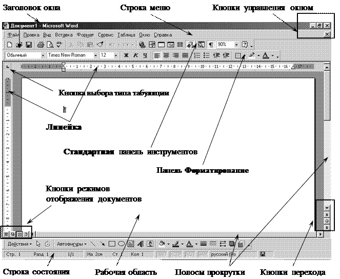 Вид окна Word - student2.ru