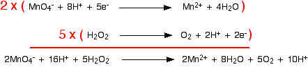 Example 2: The reaction between hydrogen peroxide and manganate(VII) ions - student2.ru