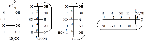 При переходе от ациклической формы в полуацетальную углеродный атом карбонильной группы превращается в асимметрический и поэтому в молекуле число таких атомов увеличивается на 1. - student2.ru