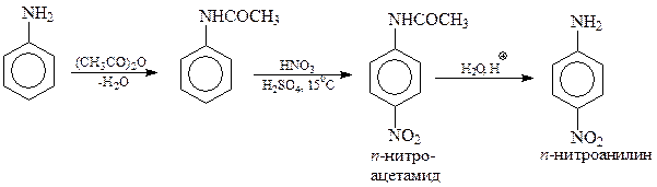 Реакции с участием бензольного кольца. Аминогруппа относится к числу наиболее мощных заместителей 1 рода; она способствует реакциям электрофильного замещения в бензольном кольце и новые заместители - student2.ru