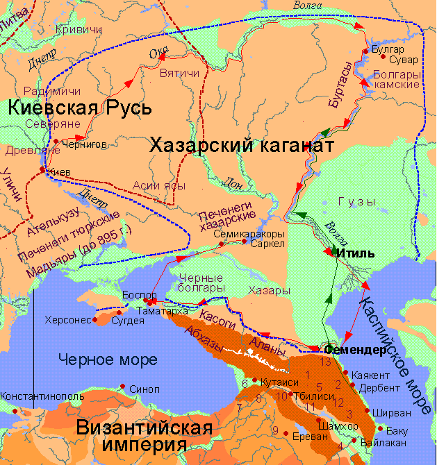 карта 3. хазарский каганат в x в. - student2.ru