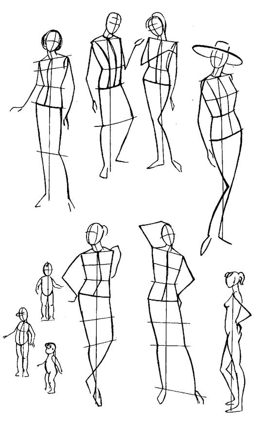 Рисование фигуры человека по представлению с применением пропорциональных схем - student2.ru