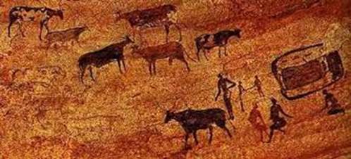 Сцена охоты на оленей из пещеры Cavalls. Относится к искусству периода мезолита и неолита, датирована между 6000 и 1500 гг. до н.э. - student2.ru