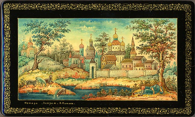 Традиционные приёмы пейзажной композиции при декорировании шкатулки - student2.ru