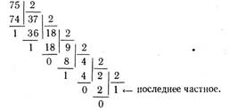 Чтобы перевести целое число из одной позиционной системы в другую, необходимо последовательно делить это число на ос­нование той системы, в которую оно переводится. - student2.ru