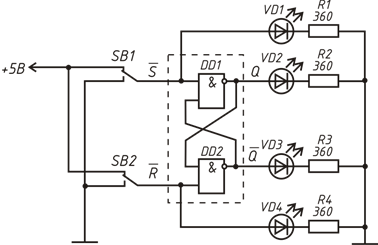 Исследование асинхронного RS-триггера - student2.ru