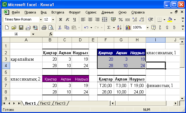 MS Excel кестесiнде мәліметтерді енгізу және форматтау. - student2.ru