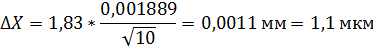 Обработка результатов измерений. Пользуясь статистическими методами обработки результатов, определим погрешности измерения для каждой исследуемой точки шкалы следующим образом: - student2.ru