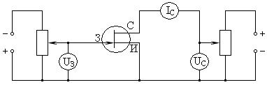 Порядок выполнения работы. Рис.6. Схема для снятия вольт-амперных выходных и передаточных характеристик полевого транзистора с управляющим p-n-переходом и каналом n-типа - student2.ru