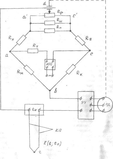 Принцип действия, конструкция автоматического потенциометра КСП-4, описание его измерительной схемы - student2.ru