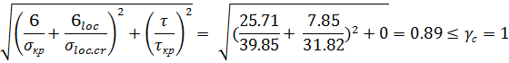 Проверка совместного действия нормальных, касательных и местных напряжений в месте изменения сечения. - student2.ru