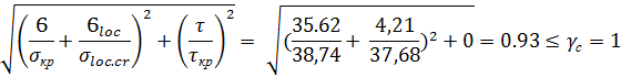Проверка совместного действия нормальных, касательных и местных напряжений в месте изменения сечения. - student2.ru