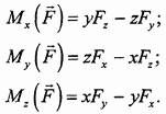 Аналитические формулы для моментов силы относительно координатных осей. - student2.ru