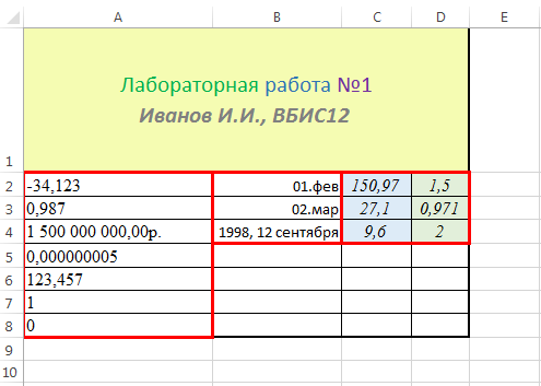 Форматирование строк и столбцов - student2.ru