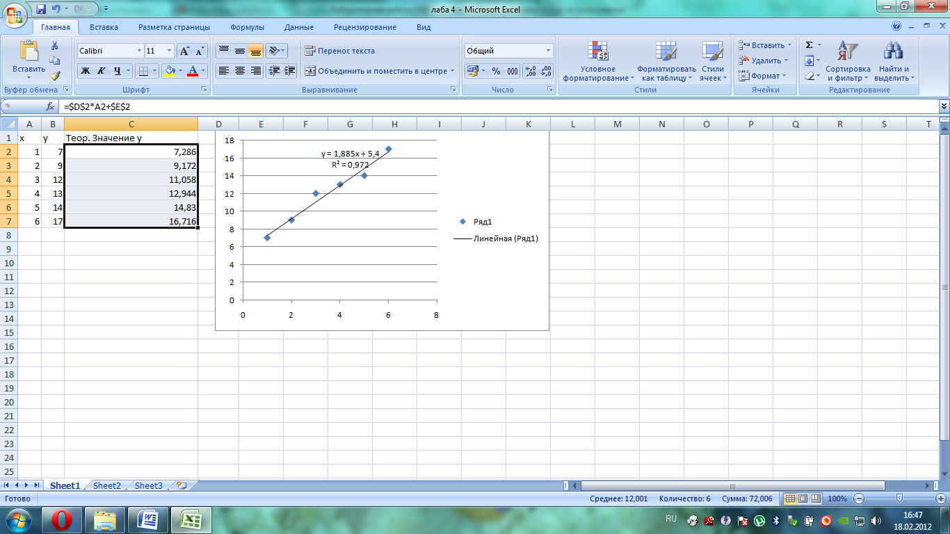Функции рабочего листа для уравнения линейной регрессии - student2.ru
