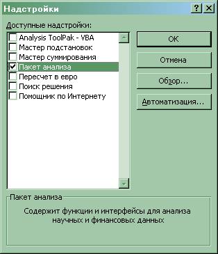 Глава 5. Построение регрессионных моделей с использованием табличного процессора EXCEL - student2.ru