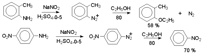 III.8а. Замещение диазогруппы на водород ( дезаминирование первичных ароматических аминов). - student2.ru