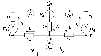 Использования метода контурных токов для схем - student2.ru