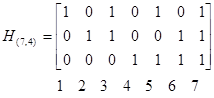 Коды Хэмминга. Кодом Хэмминга называется (n, k) – код, который задается матрицей проверок H(n,k), имеющей строк и столбцов - student2.ru