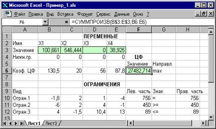 Лабораторные занятия №№ 5,6. Решение задач линейного программирования с использованием Microsoft Excel - student2.ru