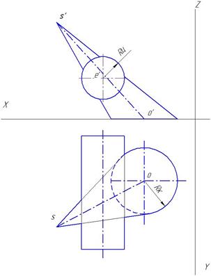 Последовательность решения. 1. По координатам находим центры сферы на трех проекциях и заданным радиусом R достраиваем проекции сферы - student2.ru