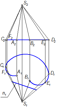 Построение проекций кривых линейчатых развертывающихся поверхностей. - student2.ru