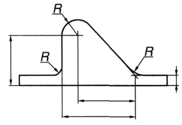 Заданная высота. Обозначение скругления на чертеже. Обозначение размеров при скруглении. Обозначение скругления по контуру на чертеже. Скругленный треугольник Простановка размеров.