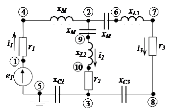 Применение метода контурных токов для расчета разветвленных цепей при наличии взаимной индуктивности - student2.ru