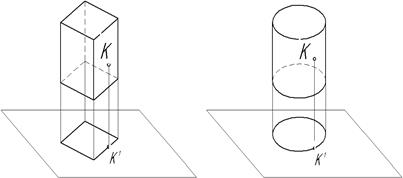 Проекции геометрических тел и точек, расположенных на их поверхности - student2.ru