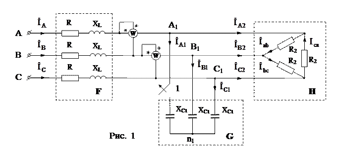 Расчет трехфазной цепи для несимметричного режима - student2.ru