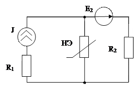 Рассчитать ток, протекающий через НЭ. На вход цепи подаётся напряжение u(t) = (2,5+2cos1000t) В - student2.ru