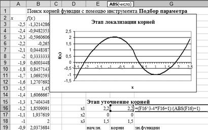 РЕШЕНИЕ НЕЛИНЕЙНЫХ УРАВНЕНИЙ и систем уравнений ПРОГРАММНЫМИ СРЕДСТВАМИ Excel - student2.ru