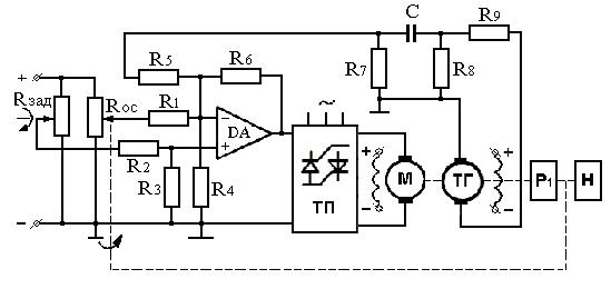 Схема № 4. САР частоты вращения двигателя постоянного тока - student2.ru