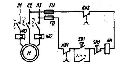 Схема одноступенчатого пускателя постоянного тока. Работа схемы. - student2.ru