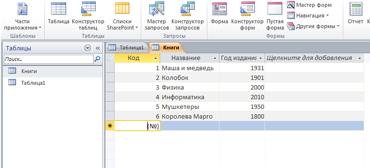 Создание таблицы в режиме конструктора. - student2.ru