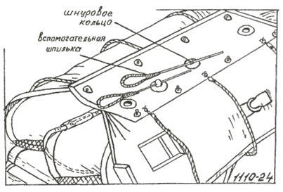 Укладка шарового вытяжного бесстропного парашюта на уложенный купол в чехле и затяжка ранца - student2.ru