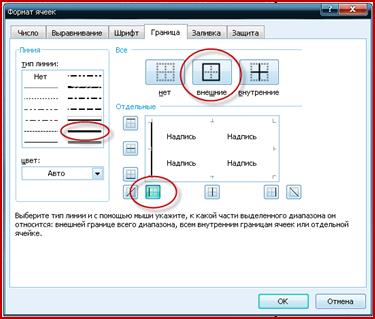 Установка границ с помощью диалогового окна Формат ячеек - student2.ru